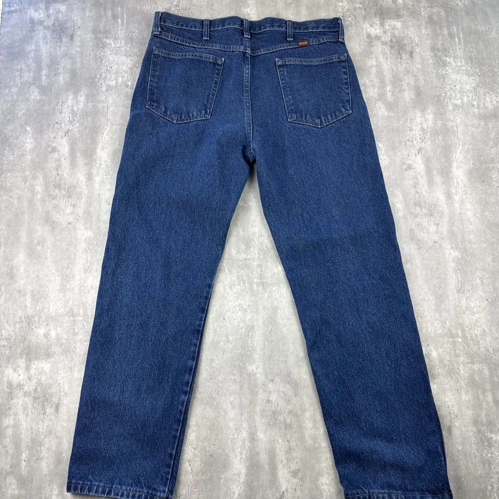 Rustler Jeans Men's 34x30 Extra Heavyweight Straight Leg Work Pants Blue‎ Cotton